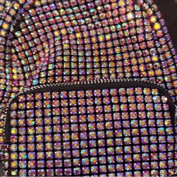 Mini Rhinestone Leather Backpack - Picture 5 of 6